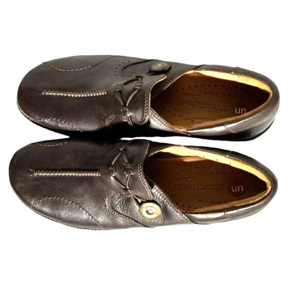 Clarks Unstructured Un.Loop Brown Leather Slip-On Comfort Shoe NWOT Size 9M - Picture 5 of 9